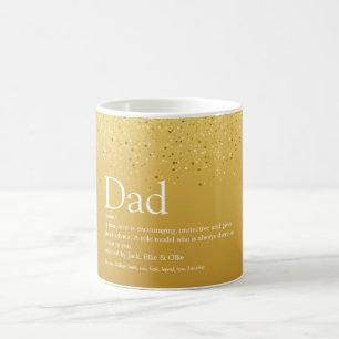 Caneca De Café Pai, Papai, Definição de Pai Brilho Dourado