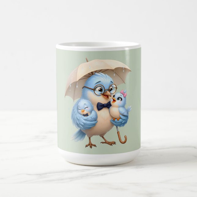 Caneca de Café Pai Pássaro Família (Centro)