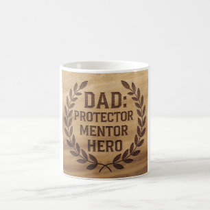 Caneca De Café Pai: Protetor, Mentor, Herói: Imagem Gravada
