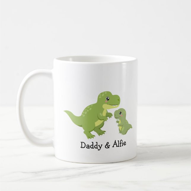Caneca De Café Pai & Son Dino Love - Família Personalizada (Esquerda)