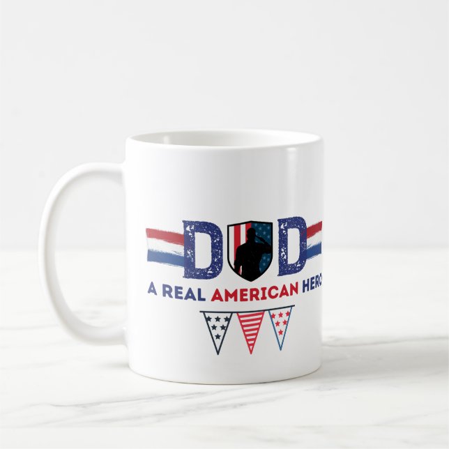 Caneca De Café Pai um verdadeiro herói americano (Esquerda)