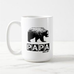 Caneca De Café Pai Urso para Papai 2014, Preto Grunge