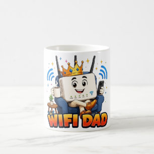 Caneca De Café Pai WIFI Personagem de Roteador Divertido