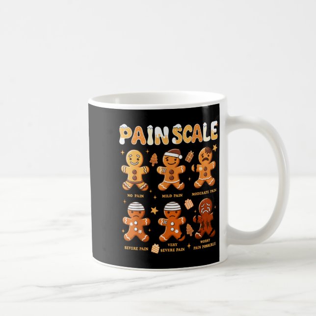 Caneca De Café Pain Scale Funny Gingerbread Man Christmas Nurse H (Direita)