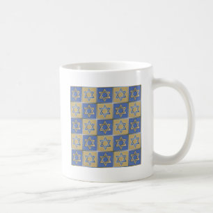 Caneca De Café Painéis de Arte Estrela de Davi Azul Dourado