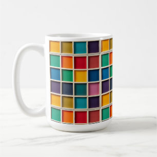 Caneca De Café Painel de Grade Geométrica Colorida