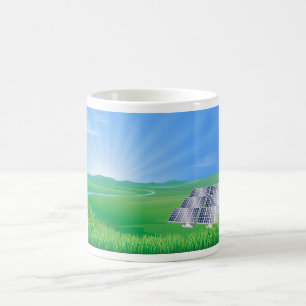 Caneca De Café Painel Solar Ecológico na Paisagem