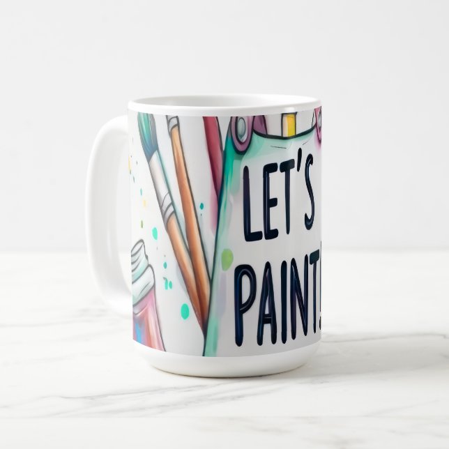 Caneca De Café Paint Brushes Let's Paint (Frente Esquerda)