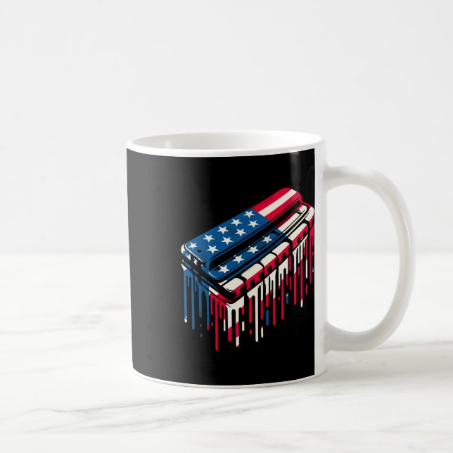Caneca De Café Paint Dripe Harmonica Americana Bandeira 4 de julh (Direita)