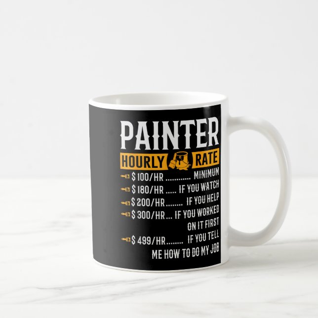 Caneca De Café Painter Hourly Rate Funny Painter  (Direita)