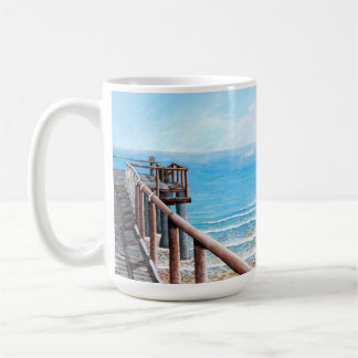 Caneca De Café Painting Wooden Pier Ocean