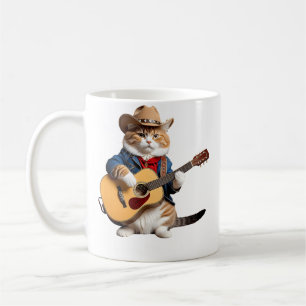 Caneca De Café País Amante de Gatos Música Country Gato Tocando G