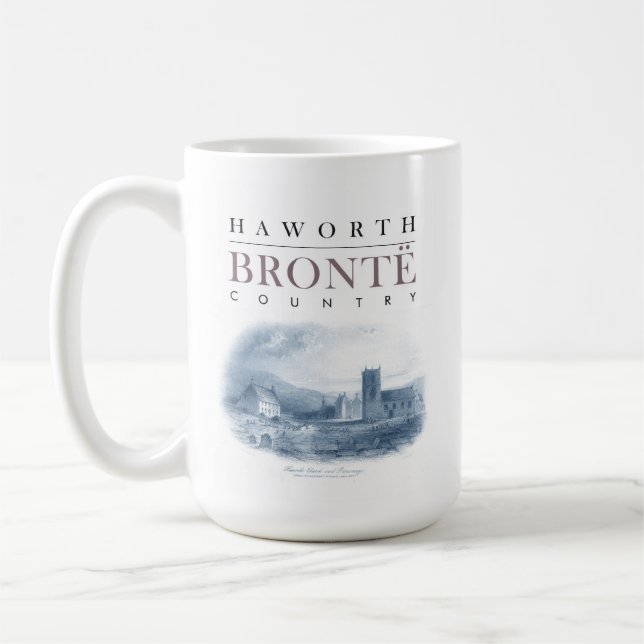 Caneca De Café País de Bronte com Igreja Haworth e Parsonage (Esquerda)
