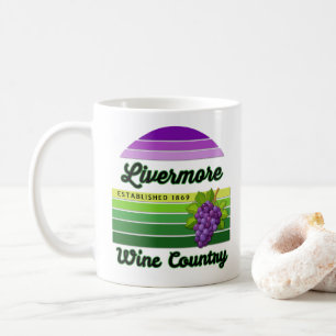 Caneca De Café País do Vinho de Livermore Uvas Listras Roxas Verd