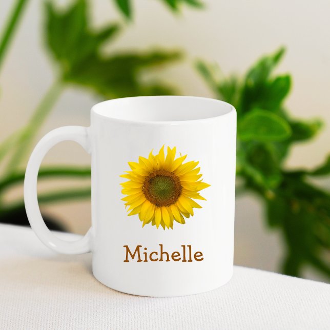 Caneca De Café País Rustic Sunflower Bloom (Criador carregado)