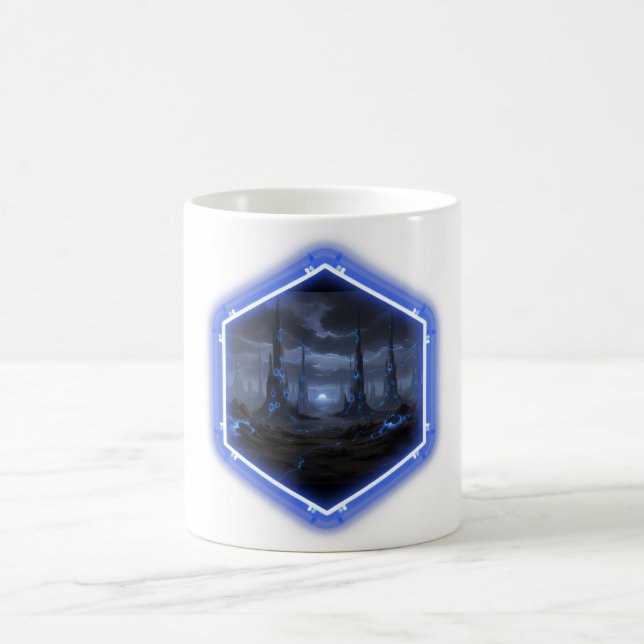 Caneca De Café Paisagem Alienigena Azul Com Mandelbrot -  (Centro)