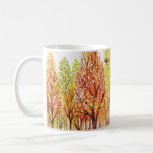 Caneca De Café Paisagem aquática com árvores de outono