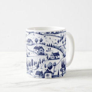 Caneca De Café Paisagem Azul Vintage Toile (5)