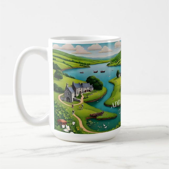Caneca De Café Paisagem Cênica de Temas Irlandeses Personalizada (Esquerda)