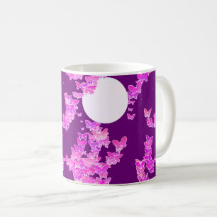 Caneca De Café Paisagem com borboletas - orquídea, ametista
