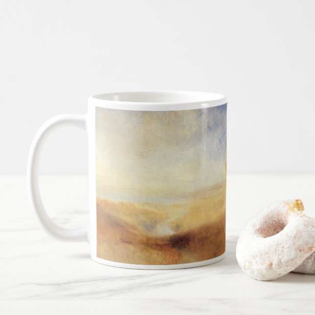 Caneca De Café Paisagem com Distant River Bay por Joseph Turner (Com Donut)