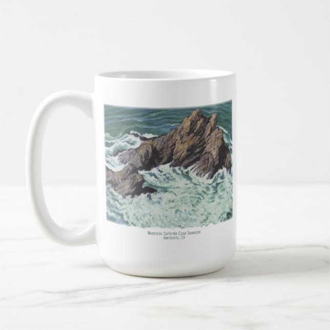 Caneca De Café Paisagem costeira da Califórnia em Mendocino; impr (Esquerda)