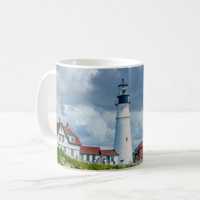 Caneca De Café Paisagem costeira do farol da Nova Inglaterra   (Frente Esquerda)