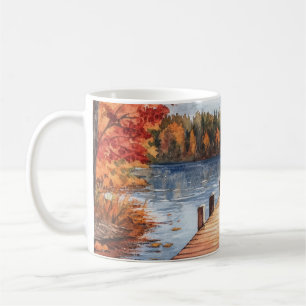 Caneca De Café Paisagem de Árvores do Lago da Natureza Outono