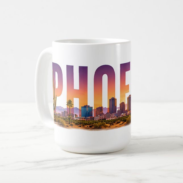 Caneca De Café Paisagem de cacto do Phoenix Arizona (Frente Esquerda)