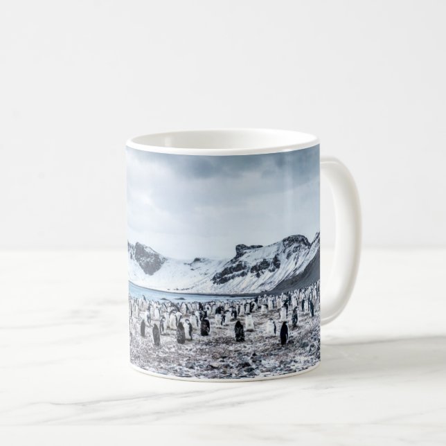 Caneca De Café Paisagem de Colônia de Pinguins Chinstrap (Frente Esquerda)