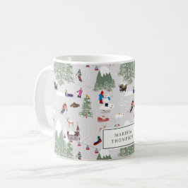 Caneca De Café Paisagem de Esqui de Montanha com Neve Bonita