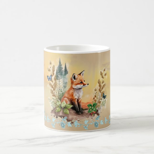 Caneca De Café Paisagem de Fox Mug de Woodland Feliz (Centro)