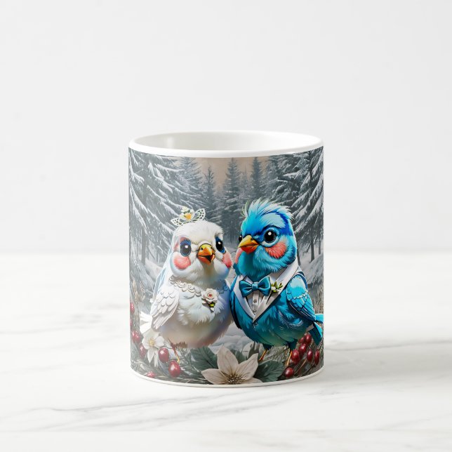 Caneca De Café Paisagem de inverno com casal de casamento de páss (Centro)