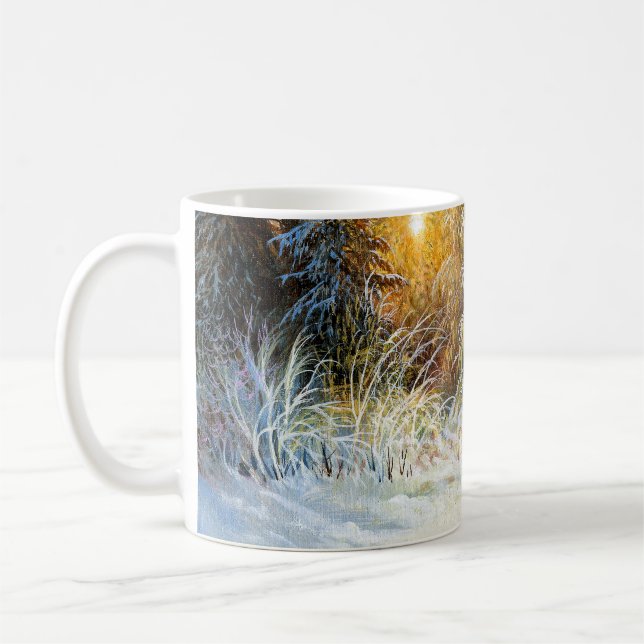 Caneca De Café Paisagem de inverno com raposa em declínio (Esquerda)