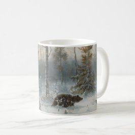 Caneca De Café Paisagem de inverno com Urso Marrom