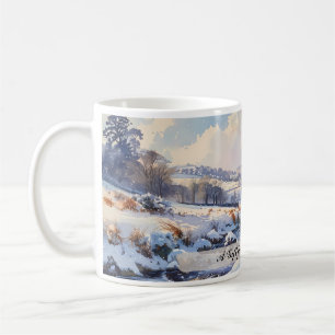Caneca De Café Paisagem de inverno em Inglês Personalizável
