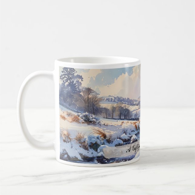 Caneca De Café Paisagem de inverno em Inglês Personalizável (Esquerda)
