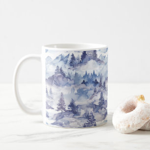 Caneca De Café Paisagem de Montanha de Aquarela