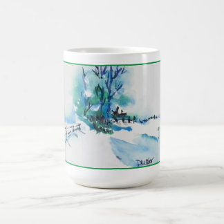 Caneca De Café Paisagem de Neve de Aquarela Natal