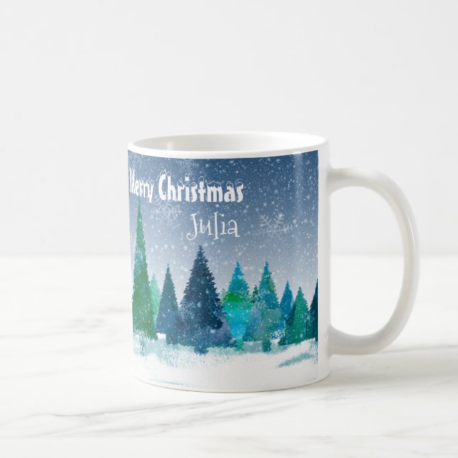 Caneca De Café Paisagem de Neve Mágica de Serene Whimsical (Direita)