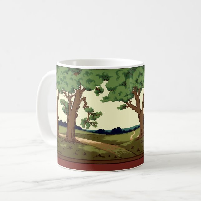 Caneca De Café Paisagem De Oak De Estilo De Artes E Artesanatos V (Frente Esquerda)