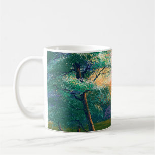 Caneca De Café Paisagem de pintura digital, rio na nascente
