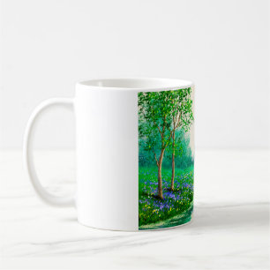Caneca De Café Paisagem de pinturas de óleo, primavera, árvore 