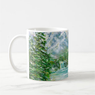 Caneca De Café Paisagem de primavera. Mão acrílica original p