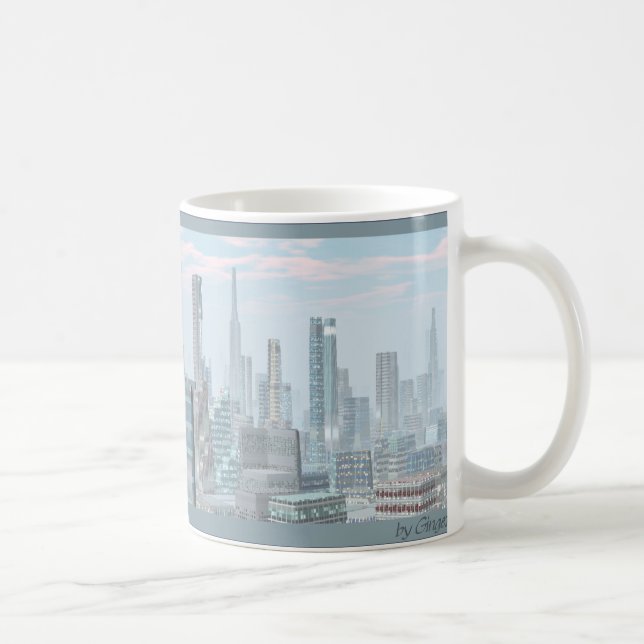 Caneca De Café Paisagem digital do Planeta Tranus Sci Fi Mug (Direita)