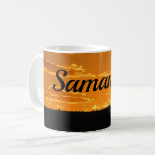 Caneca De Café Paisagem do Céu da Noite Laranja Brilhante