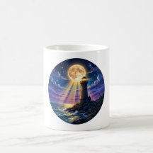 Caneca de Café Paisagem do Farol da Lua Dourada