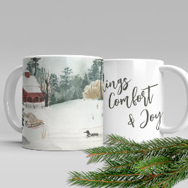 Caneca De Café Paisagem do Lago de Inverno - Tidings de conforto 