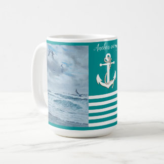 Caneca De Café Paisagem do Pacífico/praia/casco/veleiro/âncoras l