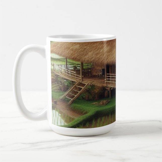 Caneca De Café Paisagem do Terraço de Arroz Tranquilo (Esquerda)
